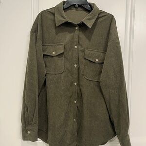 Olive Corduroy Button Shirt